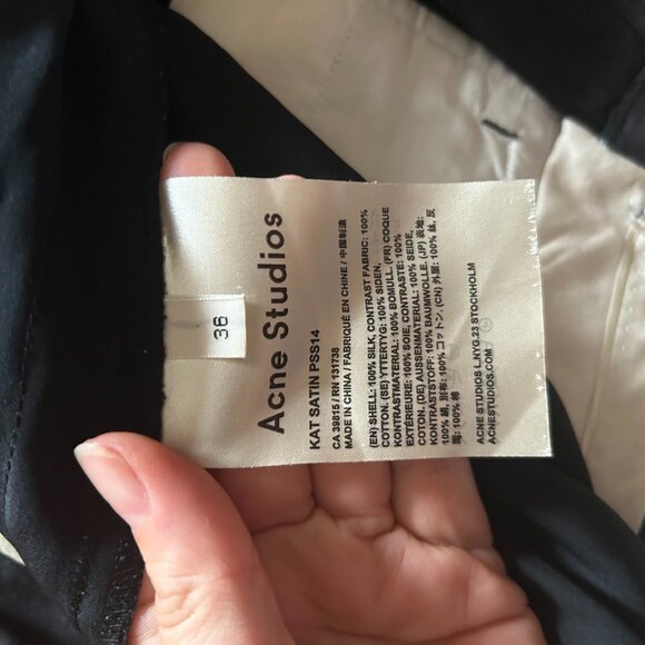 Acne Studios Silk Trousers - "Kat Satin PSS14" - Black - Size 36/S - Picture 4 of 4